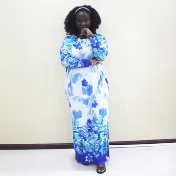Fashion African Clothing African Dashiki Blue Print Long Sleeve Casual Dresses For Women 
Fashion African Clothing African Dashiki Blue Print Long Sleeve Casual Dresses For Women