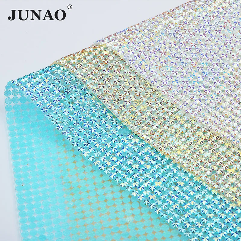 JUNAO 24*40cm Adhesive Crystal AB Rhinestone Mesh Fabric Sheet Crystal Applique Trim Resin Strass Ribbon for Clothes DIY Crafts
JUNAO 24*40cm Adhesive Crystal AB Rhinestone Mesh Fabric Sheet Crystal Applique Trim Resin Strass Ribbon for Clothes DIY Crafts