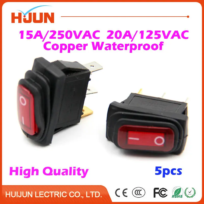 5pcs 3Pin On-Off-On Copper Boat Rocker Switch Waterproof Cap Red Light 15A/250VAC 20A/125VAC Car Dash Dashboard Truck RV ATV
5pcs 3Pin On-Off-On Copper Boat Rocker Switch Waterproof Cap Red Light 15A/250VAC 20A/125VAC Car Dash Dashboard Truck RV ATV
