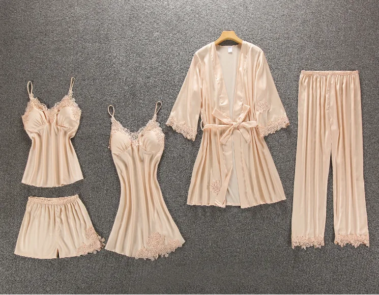 5 Pieces Rayon Sleepwear Set Winter Warm Pajamas Set Long Sleeve Pyjamas V-neck Pijama Fashion NIghtwear Homewear For Women
5 Pieces Rayon Sleepwear Set Winter Warm Pajamas Set Long Sleeve Pyjamas V-neck Pijama Fashion NIghtwear Homewear For Women