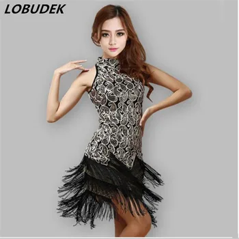 Latin dance dress female sexy costumes team prom stage wear fashion tassels Sequins one piece Dress performance clothing
Latin dance dress female sexy costumes team prom stage wear fashion tassels Sequins one piece Dress performance clothing