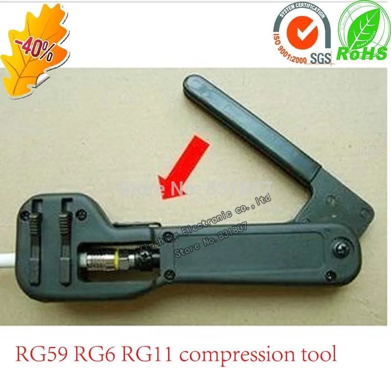 Compression Tool Coaxial Connector Coax Cable Crimper Stripper For RG59//RG6//RG11