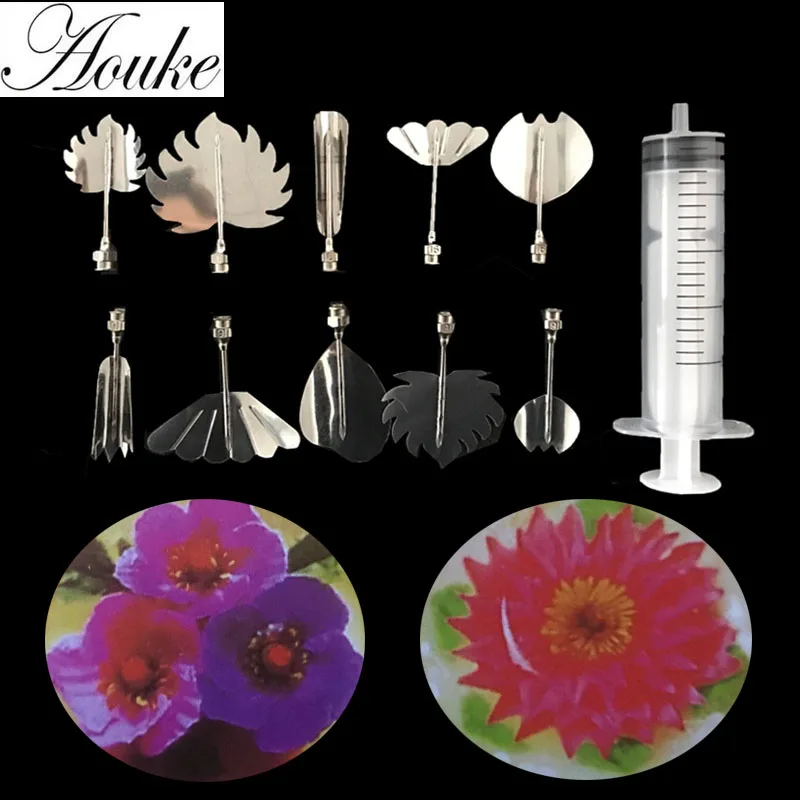 Image 10PC 3D Puding Nozzle Flower Jello Jelly Art Pudding Flower Cake Decorating Mold with Needle Tools P022