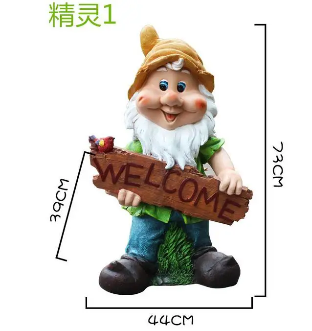 Cartoon welcome wizard dwarf resin crafts garden landscape ornaments | Дом и сад