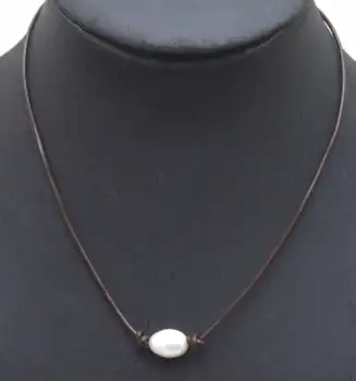 SALE Big 10-11mm White Rice Natural Freshwater Pearl Necklace 18" with brown Genuine Leather-5895 Wholesale/retail Free ship
SALE Big 10-11mm White Rice Natural Freshwater Pearl Necklace 18" with brown Genuine Leather-5895 Wholesale/retail Free ship