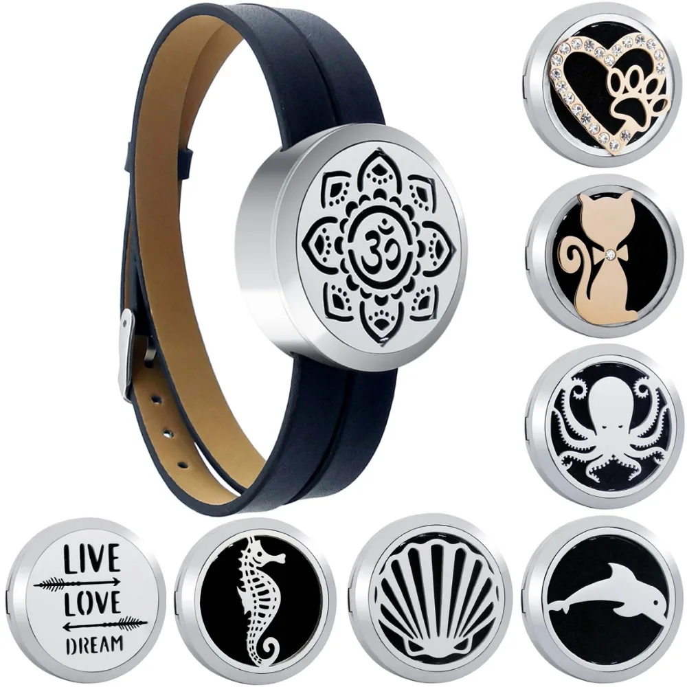 Lotus Aromatherapy Locket Bracelets Genuine leather Essential Oils Stainless Steel Diffuser Perfume Locket Bangle with Pads
Lotus Aromatherapy Locket Bracelets Genuine leather Essential Oils Stainless Steel Diffuser Perfume Locket Bangle with Pads