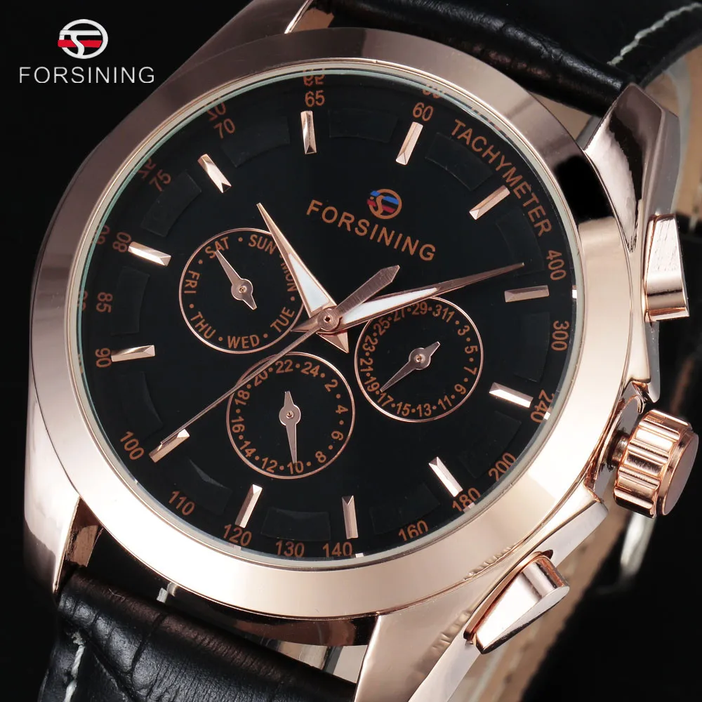 FORSINING Brand Automatic Military Watch 6 Pin Auto Date Dial Rose Gold Watch Leather Men Dress Mechanical Wrist Watches Gift
FORSINING Brand Automatic Military Watch 6 Pin Auto Date Dial Rose Gold Watch Leather Men Dress Mechanical Wrist Watches Gift