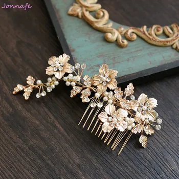 Jonnafe Gold Flower Leaf Hair Comb Bridal Headpiece Crystal Wedding Pearls Jewelry Hair Accessories
Jonnafe Gold Flower Leaf Hair Comb Bridal Headpiece Crystal Wedding Pearls Jewelry Hair Accessories