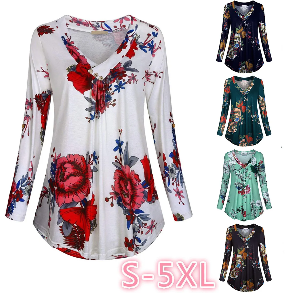 2019 Woment shirt Plus Size Tops Long Sleeve Print V-neck Button Pullover Loose temperament casual print women sweatshirt cotton
2019 Woment shirt Plus Size Tops Long Sleeve Print V-neck Button Pullover Loose temperament casual print women sweatshirt cotton