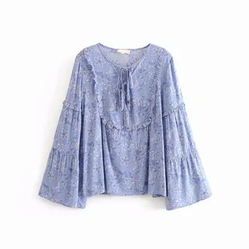 2019 Women Blouse Spring Print Blouse Shirt Ladies Long Flare Sleeve Casual O-Neck Tops Female Blouse Blusas Camisas Mujer
2019 Women Blouse Spring Print Blouse Shirt Ladies Long Flare Sleeve Casual O-Neck Tops Female Blouse Blusas Camisas Mujer