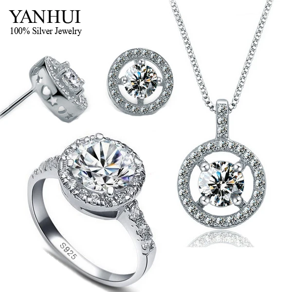 YANHUI 100% 925 Sterling Silver Ring Bijoux Sets Hearts and Arrows Round CZ Diamant Jewelry Accessories Sets For Women YTZ
YANHUI 100% 925 Sterling Silver Ring Bijoux Sets Hearts and Arrows Round CZ Diamant Jewelry Accessories Sets For Women YTZ