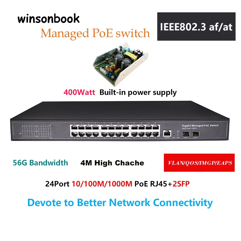 24 Port Ethernet gigabit switch PoE Ethernet Switch Managed Switch PoE 48V With 2 Gigabit SFP Slots IGMP VLAN Managed PoE Switch
24 Port Ethernet gigabit switch PoE Ethernet Switch Managed Switch PoE 48V With 2 Gigabit SFP Slots IGMP VLAN Managed PoE Switch