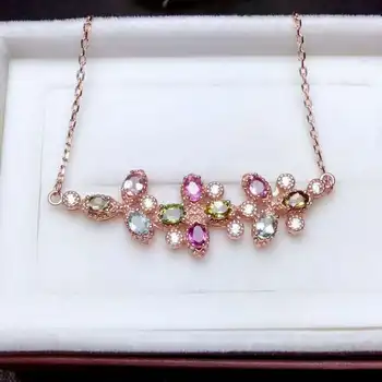 Fidelity natural tourmaline pendant Necklaces s925 sterling silver flowers fine jewelry for women natural gemstone
Fidelity natural tourmaline pendant Necklaces s925 sterling silver flowers fine jewelry for women natural gemstone