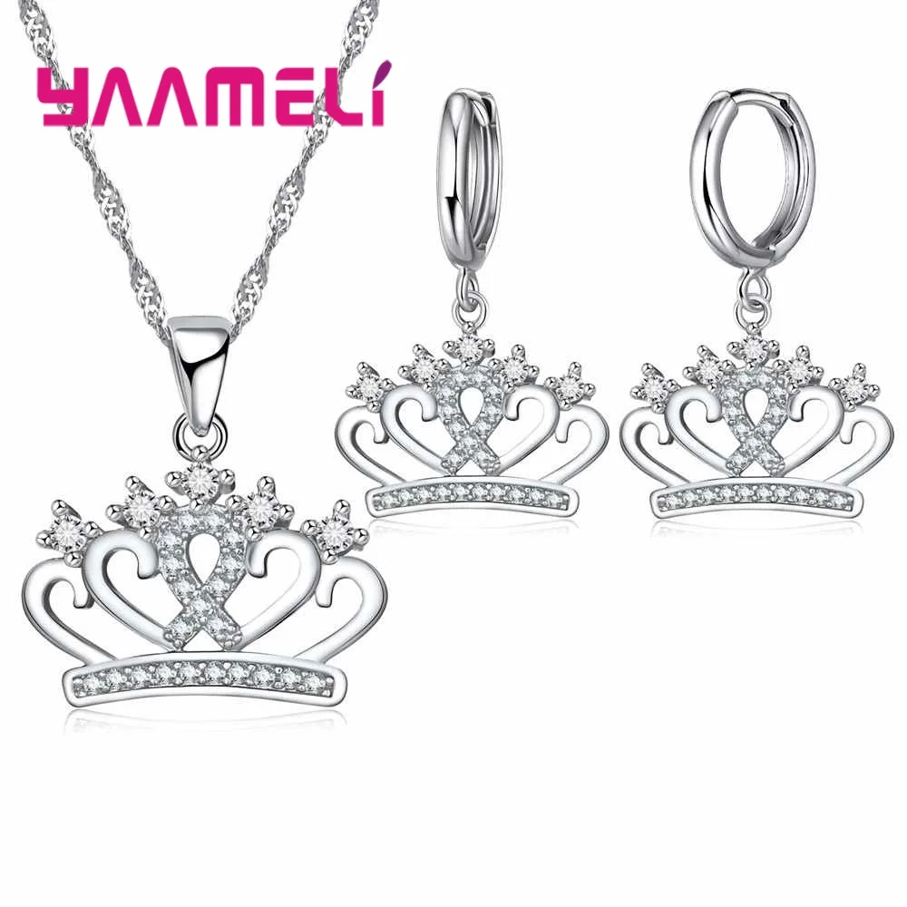 YAAMELI Crown Shape Clear Austria Crystals Drop Earrings and Pendant Necklace Jewelry Sets Women 925 Sterling Silver Wedding Set
YAAMELI Crown Shape Clear Austria Crystals Drop Earrings and Pendant Necklace Jewelry Sets Women 925 Sterling Silver Wedding Set