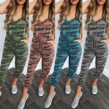 Women 2020 Casual Camo Print Strap Jumpsuit V Neck Lace Up Summer Pocket Jumpsuits Sleeveless Rompers Overalls
Women 2020 Casual Camo Print Strap Jumpsuit V Neck Lace Up Summer Pocket Jumpsuits Sleeveless Rompers Overalls