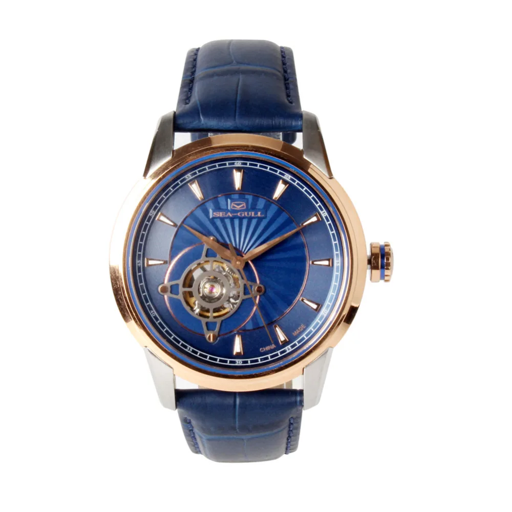 New arrival Seagull 3 Hands Flywheel Exhibition Back Blue Dial Automatic Men's Watch Genuine Leather 219.32.1014K Rose Gold Case
New arrival Seagull 3 Hands Flywheel Exhibition Back Blue Dial Automatic Men's Watch Genuine Leather 219.32.1014K Rose Gold Case