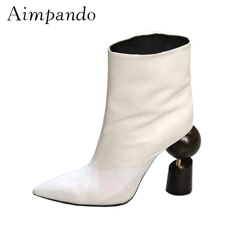 Unique Building Block Strange Heel Ankle Boots Women Genuine Leather Point Toe Autumn Catwalk Short Boots
Unique Building Block Strange Heel Ankle Boots Women Genuine Leather Point Toe Autumn Catwalk Short Boots