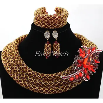 Charming Bridal Necklace Set 3 Layers Burgundy Crystal Beads Jewelry Set Gold Nigerian Wedding Jewelry Set Free Shipping ALJ394
Charming Bridal Necklace Set 3 Layers Burgundy Crystal Beads Jewelry Set Gold Nigerian Wedding Jewelry Set Free Shipping ALJ394
