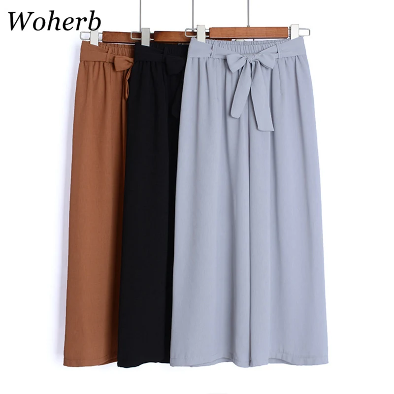 Woherb 2019 Summer Thin Chiffon Wide Leg Pants Women Casual Solid High Waist Pant Korean Plus Size Pants Female Trousers 21070
Woherb 2019 Summer Thin Chiffon Wide Leg Pants Women Casual Solid High Waist Pant Korean Plus Size Pants Female Trousers 21070