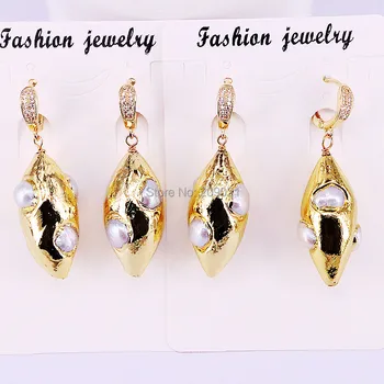 4Pair Gold color Metal earrings fashion pave cz & Nature pearl dangle earrings jewelry for women
4Pair Gold color Metal earrings fashion pave cz & Nature pearl dangle earrings jewelry for women
