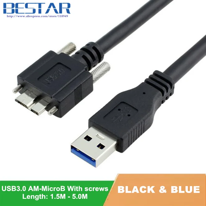 USB 3.0 A type Male To Micro B Male extension Camera Cable USB3.0 AM/MicroB cord 1M 1.5M 2M 3M 5M with Locking Screws
USB 3.0 A type Male To Micro B Male extension Camera Cable USB3.0 AM/MicroB cord 1M 1.5M 2M 3M 5M with Locking Screws