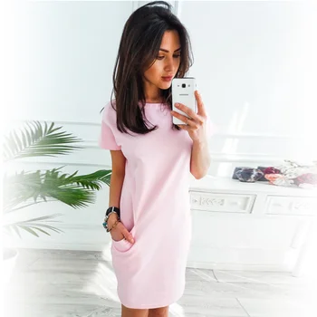 Solid O-Neck Summer Dresses Women Casual Loose Straight Vintage Dress Lady Elegant Short Sleeve Pockets Party Dress Plus Size
Solid O-Neck Summer Dresses Women Casual Loose Straight Vintage Dress Lady Elegant Short Sleeve Pockets Party Dress Plus Size
