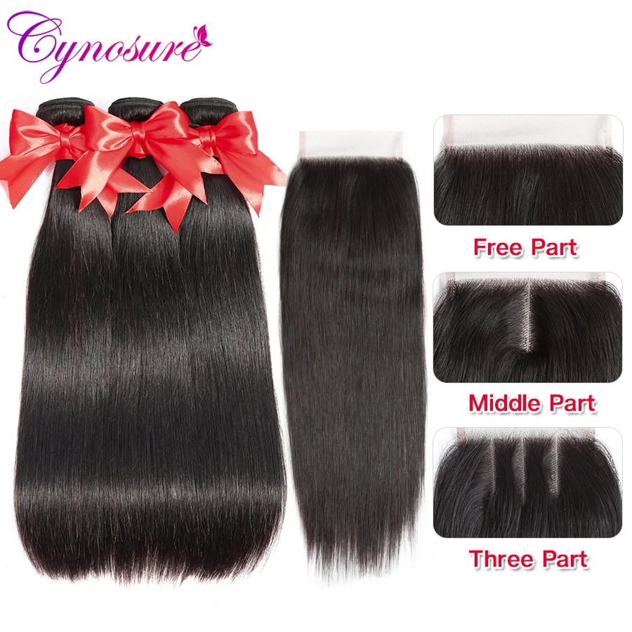 Прямые волосы Cynosure Remy пучки с застежкой двойной уток перуанские 3 пучка