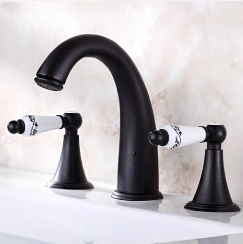 Widespread 3pcs antique Oil black brass 8" Widespread deck mounted Bathroom Basin Faucet Vanity Sink Lavatory mixer Sink Faucet
Widespread 3pcs antique Oil black brass 8" Widespread deck mounted Bathroom Basin Faucet Vanity Sink Lavatory mixer Sink Faucet
