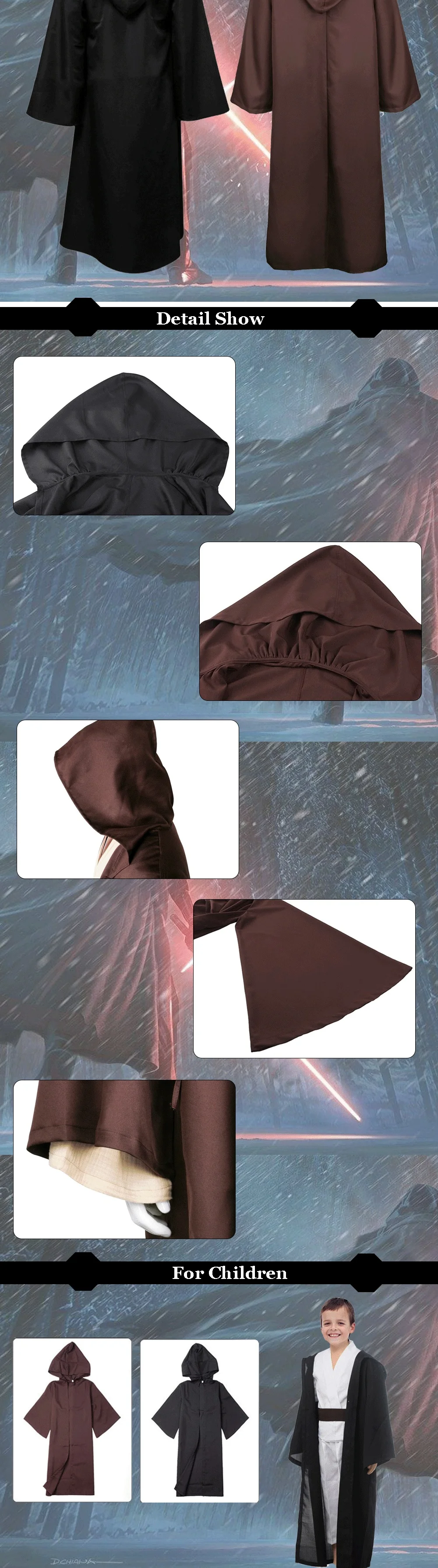 Takerlama Unisex Halloween Jedi Sith Knight Cloak Cosplay Adult Kids Hooded Robe Cape Costume 14 Takerlama Unisex Halloween Jedi Sith Knight Cloak Cosplay Adult Kids Hooded Robe Cape Costume -Zentai shop online