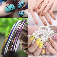 Vente au détail 1mm ligne de bande de rayures pour ongles décorations bricolage Nail Art outils de décalcomanie auto-adhésifs, 11 couleurs pour choisir(China)