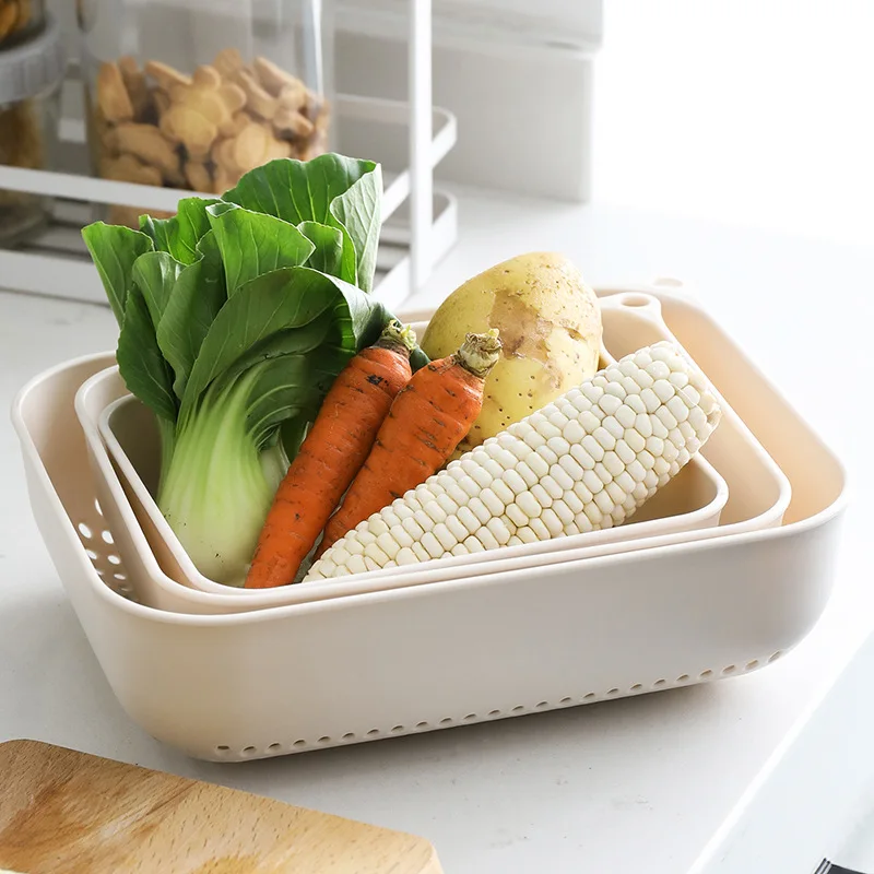 3 Pcs/Set Hollow Vegetable Basket Vegetable Drain Screen Set Kitchen Fruit Storage Basket Drain Basket Wash Basin Plastic
3 Pcs/Set Hollow Vegetable Basket Vegetable Drain Screen Set Kitchen Fruit Storage Basket Drain Basket Wash Basin Plastic