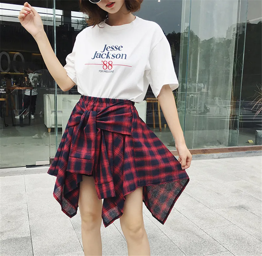 2019 Women's Plaid Skirts Vintage High Waist Pocket Bow Belt sexy Skirt Lace-Up New Boho Summer lady Skirt Asymmetrical Faldas
2019 Women's Plaid Skirts Vintage High Waist Pocket Bow Belt sexy Skirt Lace-Up New Boho Summer lady Skirt Asymmetrical Faldas