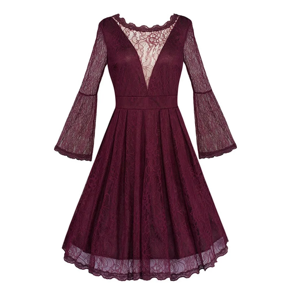 Gothic Burgundy Lace Sexy Swing Women Dress Autumn Party Elegant Ladies Hollow Backless Pleated Slim Prom Princess Midi Dresses
Gothic Burgundy Lace Sexy Swing Women Dress Autumn Party Elegant Ladies Hollow Backless Pleated Slim Prom Princess Midi Dresses