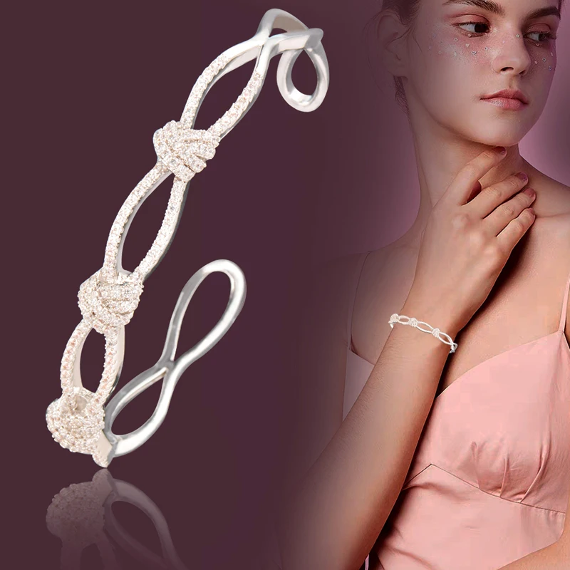 SINLEERY Gorgeous CZ Stones Knot Bracelet Silver Color Luxury Crystal Open Bangle For Women Bridal Wedding Jewelry CZ070 SSH
SINLEERY Gorgeous CZ Stones Knot Bracelet Silver Color Luxury Crystal Open Bangle For Women Bridal Wedding Jewelry CZ070 SSH
