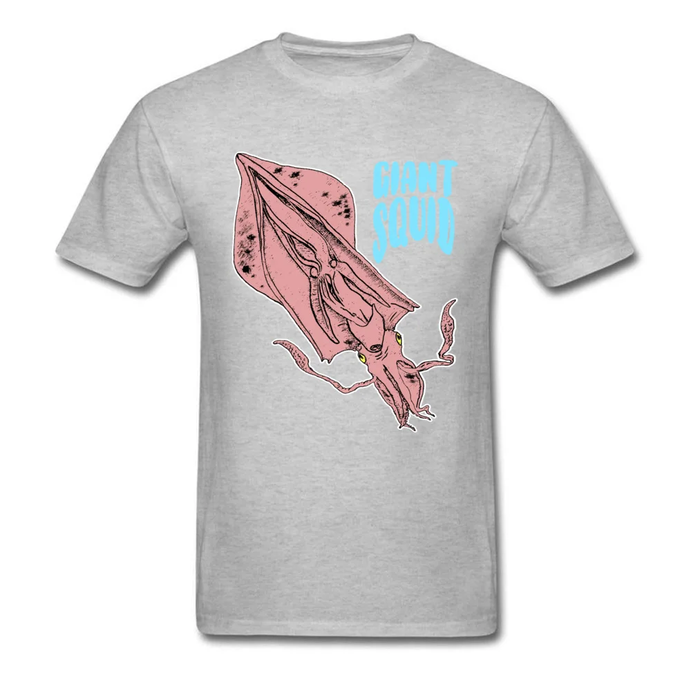 T Shirt Giant Squid Ocean Sea Animal Fall Short Sleeve 100% Cotton Fabric Crewneck Men Top T-shirts Normal Tee Shirt Hot Sale Giant Squid Ocean Sea Animal grey