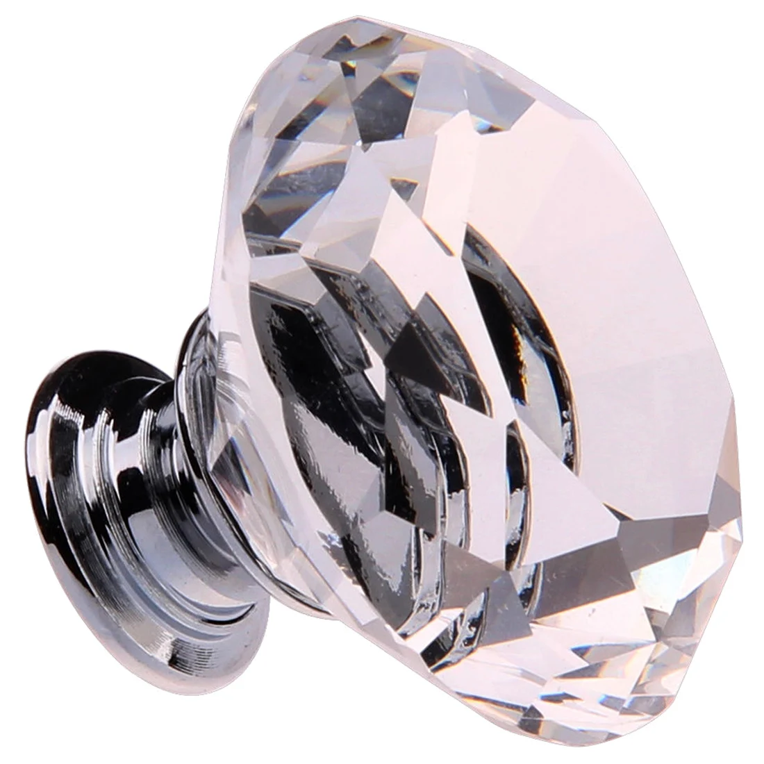Image 8X 40MM Clear Crystal Glass Door Knobs Handles Diamond Drawer Cabinet Furniture
