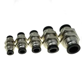 

3 Pcs Pneumatic Push In Air Fitting Bulkhead Union Connector For Tube OD 5/32" 1/4" 5/16" 3/8" 1/2"