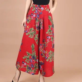 Hot Sell Summer Women Plus Size Floral Print Wide Leg Loose Pant 2018 Female Cotton Linen Casual Thin Ankle-Length Trousers F182
Hot Sell Summer Women Plus Size Floral Print Wide Leg Loose Pant 2018 Female Cotton Linen Casual Thin Ankle-Length Trousers F182