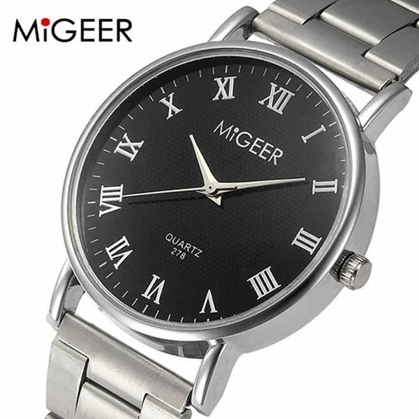 

New MIGEER Watches men Luxury Designer Stainless Steel Quartz Watch Women Elegant Analog Wristwatch Bracelet Relojes Masculino