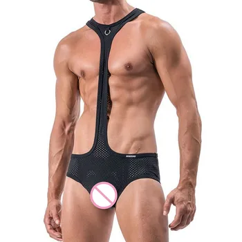 Men's jumpsuits sexy Club Halter Dance Party Performance Body suit Nylon Mesh jumpsuit Body building men's underwear HY1716
Men's jumpsuits sexy Club Halter Dance Party Performance Body suit Nylon Mesh jumpsuit Body building men's underwear HY1716