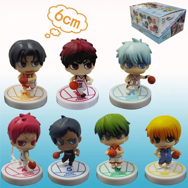 7psc/LOT PVC 6CM Japanese anime figure Q version Kuroko's Basketball/The basketball which kuroko plays action figure set kid toy
7psc/LOT PVC 6CM Japanese anime figure Q version Kuroko's Basketball/The basketball which kuroko plays action figure set kid toy