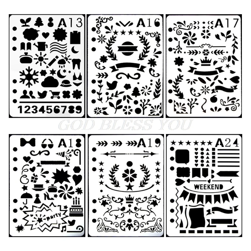 DIY Craft Drawing Template Stencils Journal Scrapbook angelikashalala 24 Pcs Journal Stencils Symbol Painting Template for Diary 