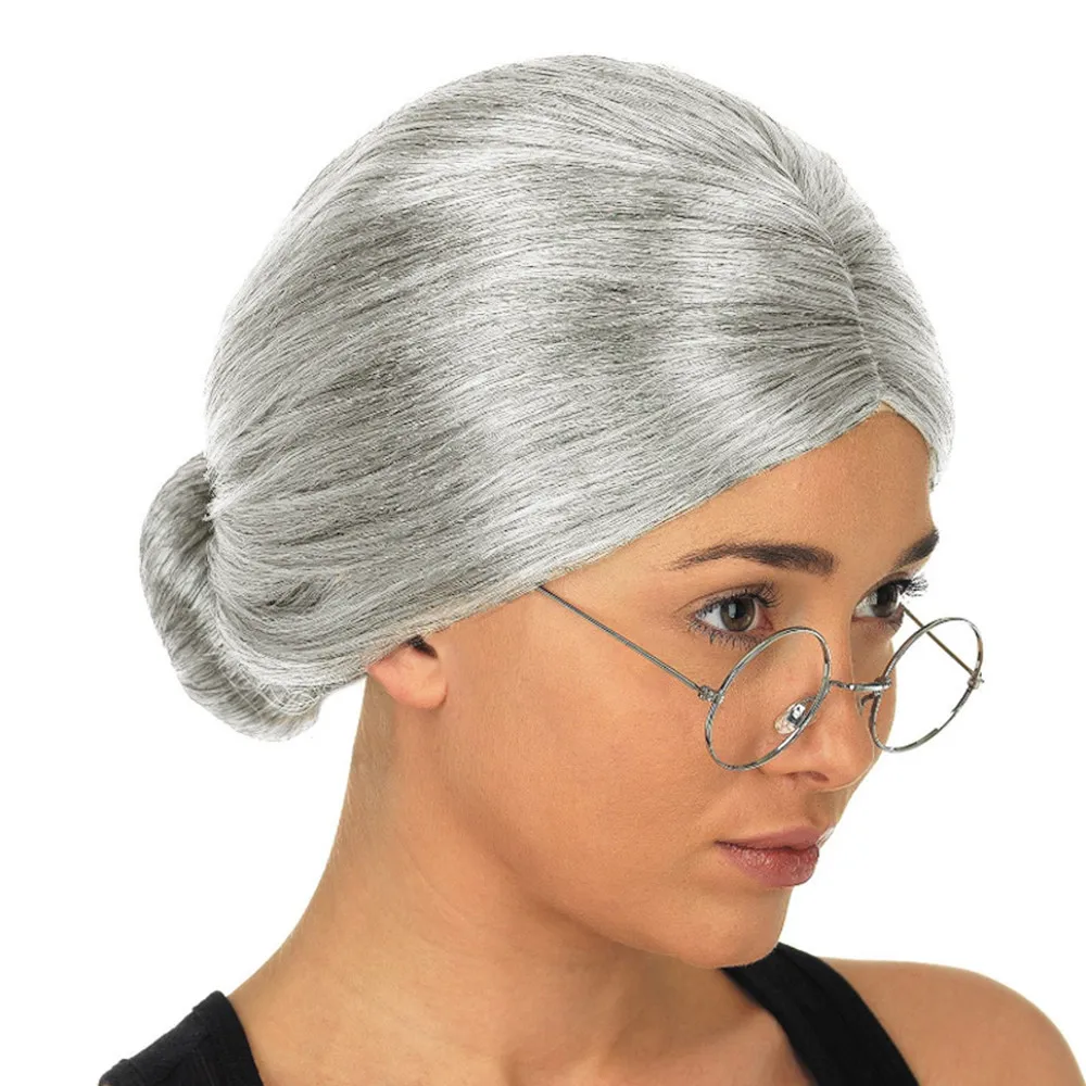 Gray Hair Wigs Old Lady Grandma Granny Grey Wig Bun Hair Grand Mother Fancy Dress Costume Make Up Party 2m Sock Bun Hair Piece Hair Sock Bun From Mnyt 28 37 Dhgate Com