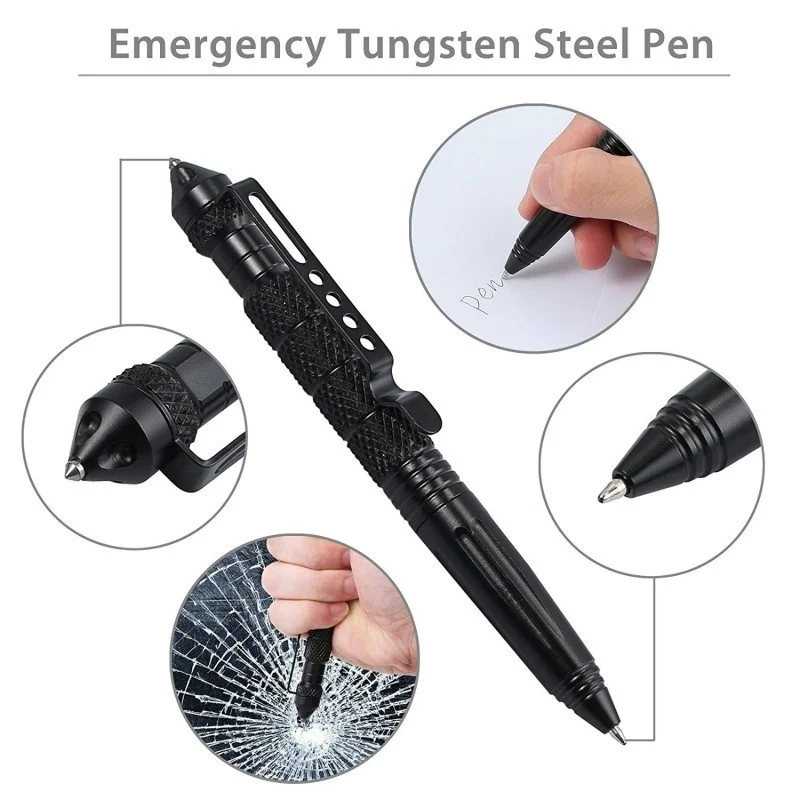 Outdoor Pocket Black Tactical Pen Glass Breaker Self Defense Pen Aluminum Emergency Survival Tool for Camping climbing
Outdoor Pocket Black Tactical Pen Glass Breaker Self Defense Pen Aluminum Emergency Survival Tool for Camping climbing