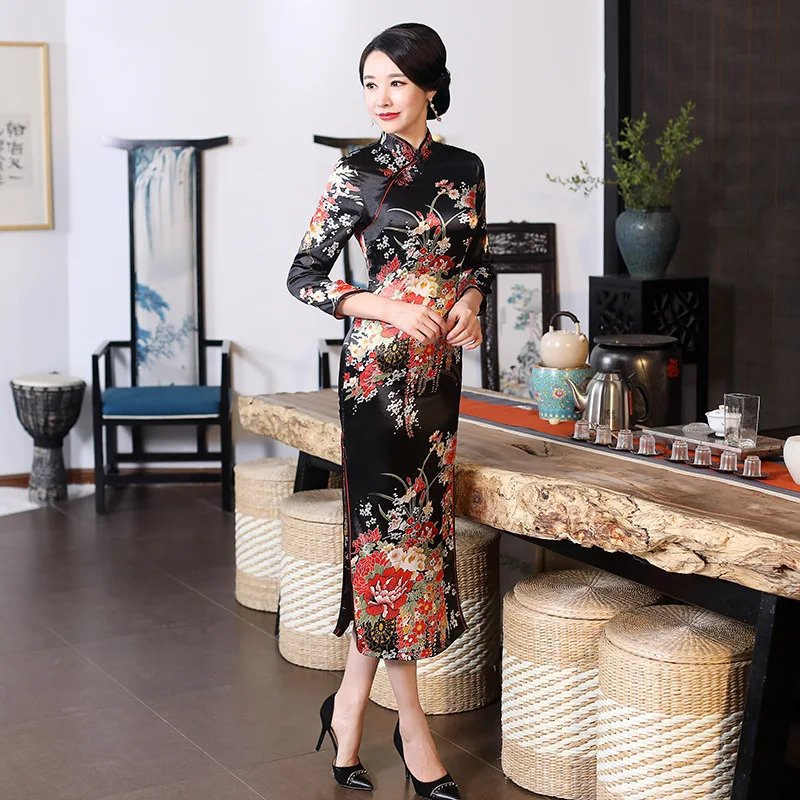 Black Long Sleeve Chinese Traditional Women Qipao Classic Print Long Vintage Gown Cheongsam Sexy Dress Plus Size 5XL 6XL
Black Long Sleeve Chinese Traditional Women Qipao Classic Print Long Vintage Gown Cheongsam Sexy Dress Plus Size 5XL 6XL