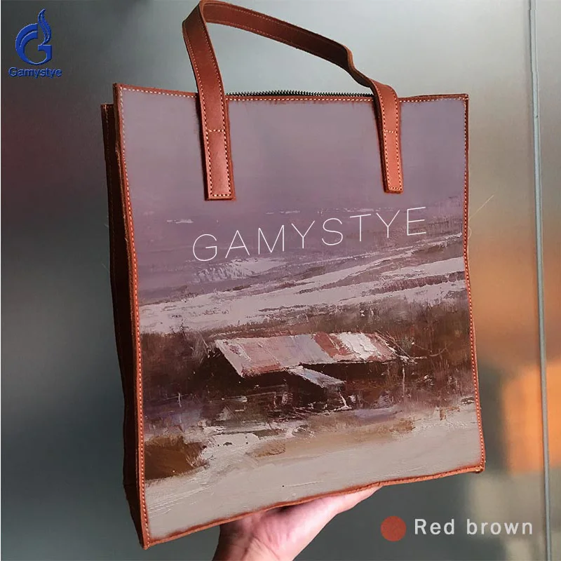 Gamystye Art Hand Drawing Scenic snow Women Handbag Genuine Leather Oil Painted Print Grain Cowhide Leather Bag Handbags Totes
Gamystye Art Hand Drawing Scenic snow Women Handbag Genuine Leather Oil Painted Print Grain Cowhide Leather Bag Handbags Totes