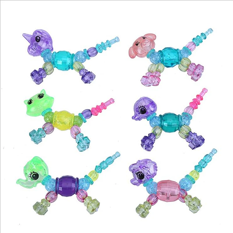 

10PCS/set DIY Toy Magic Bracelet Animal Deformation Bracelet Variety Love Elf Necklace Gift for Girl Loom Bands twisty pets