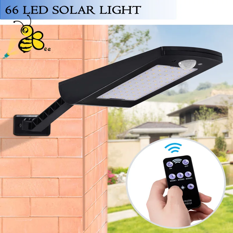 Bee Solar Light PIR Motion Sensor 66 LED Wall Lamp With Remote Control Waterproof Solar Garden Lamp Outdoor Security Light 
Bee Solar Light PIR Motion Sensor 66 LED Wall Lamp With Remote Control Waterproof Solar Garden Lamp Outdoor Security Light