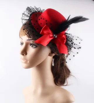 Lady Mini Feather red pink Top Hats Cap Lace Fascinator Hair Clip Costume Hair Band bow Accessories party fascinators bases 
Lady Mini Feather red pink Top Hats Cap Lace Fascinator Hair Clip Costume Hair Band bow Accessories party fascinators bases