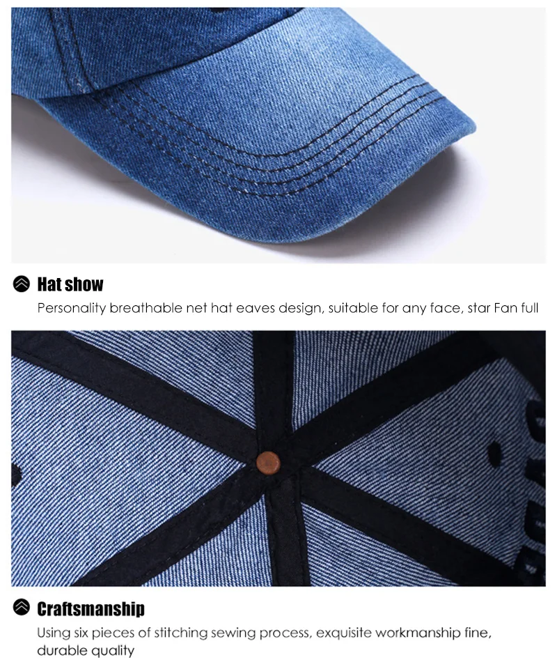 Cowboy Women Snapback Caps Letter Embroidery Couple Caps Summer Autumn Denim Unisex Baseball Cap Hip Hop Men Bone Casquette Hats (17)